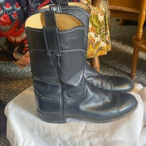 Justin Roper Pull-On Cowboy/Cowgirl Navy Classic Western Boots 7 1/2 B Womens